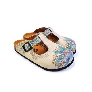 WOMAN HANDMADE SHOES WHITE & BLUE FLORAL  11